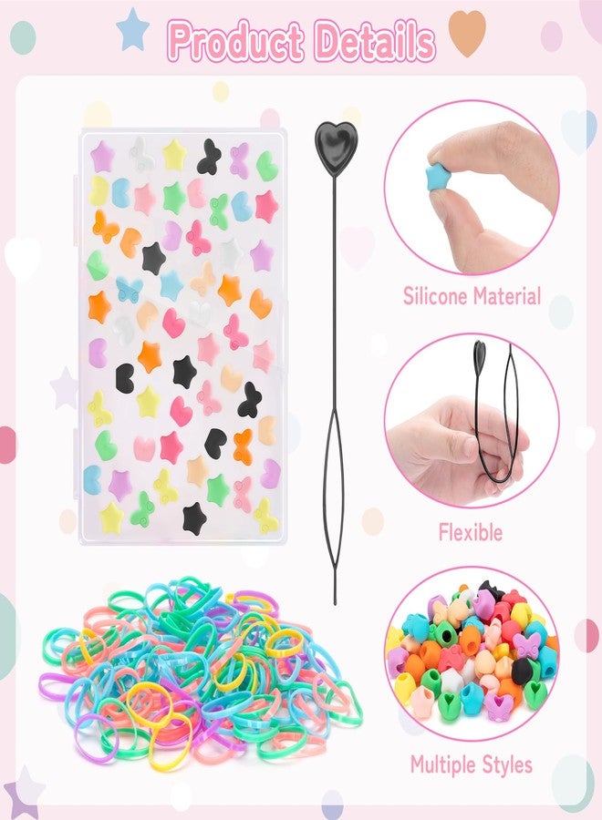 Dalycro 90PCS Silicone Hair Beads for Kids Girls Braids, 5mm Butterfly Heart and Star Washable Hair Beads 10 Colors for Girls Braids Accessories Kids Crafts - Image 5